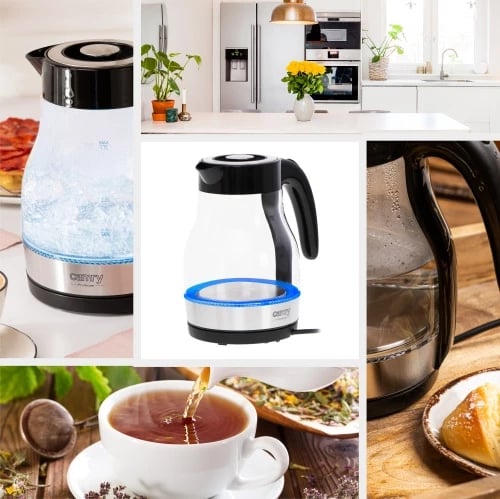 Zierëse uji, Adler CR 1300, 1.7 L, deri 2200W, xham, bazë 360°, ndriçim LED, e zezë