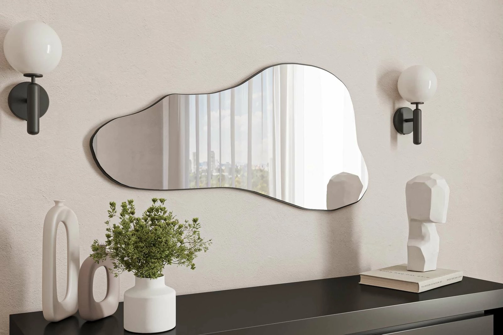 Pasqyrë dekorative Seilla, ngjyrë e zezë, Skye Decor