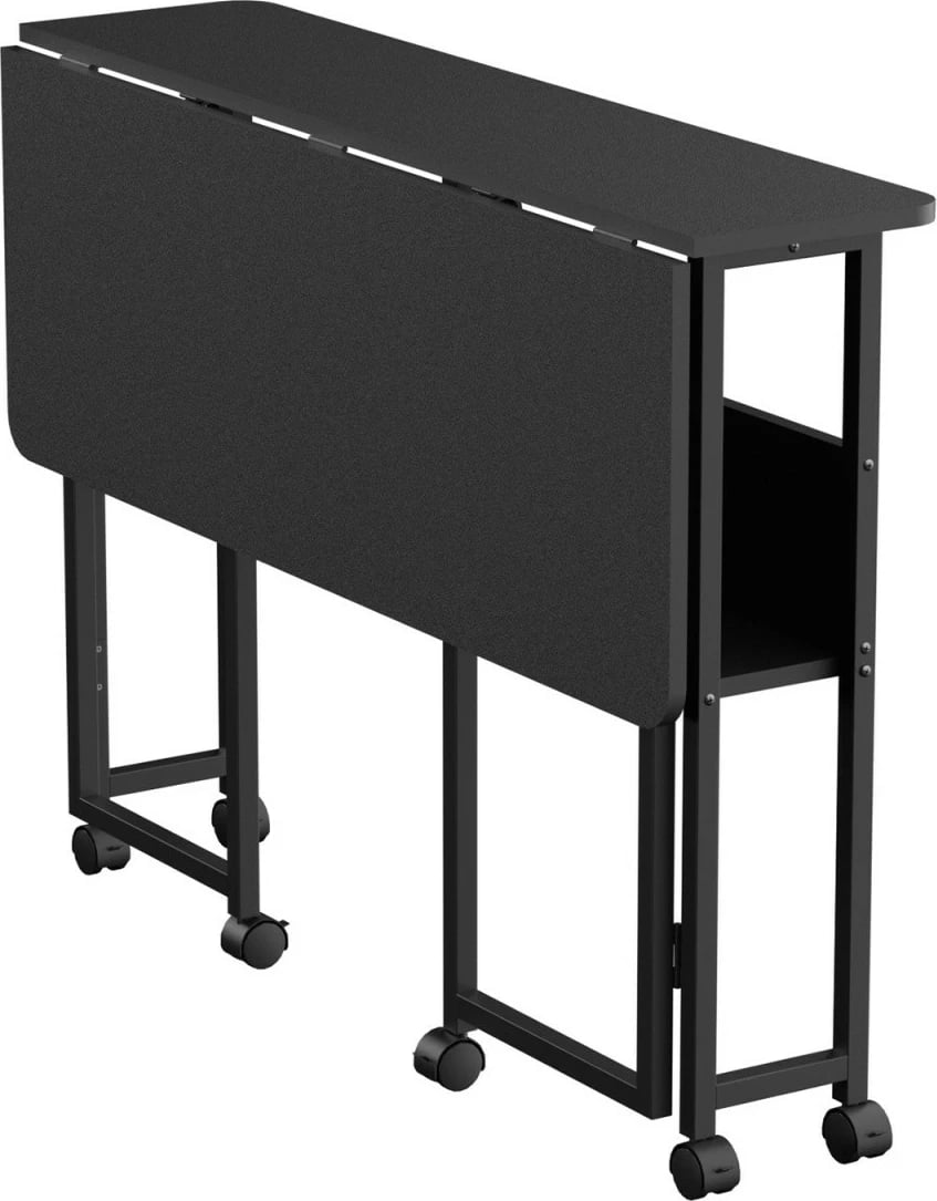 tavolinë zyre palosëse Maclean MC-126 B, 100x58 cm, kapacitet 50 kg, me rrota, e zezë