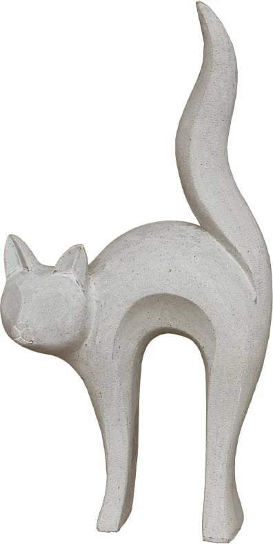 Statujë dekorative mace, gur sintetik, gri e çelët, 31x15x62cm