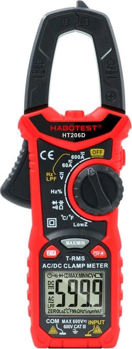 Mierës cengash Habotest HT206D, True RMS, NCV, LPF, i kuq