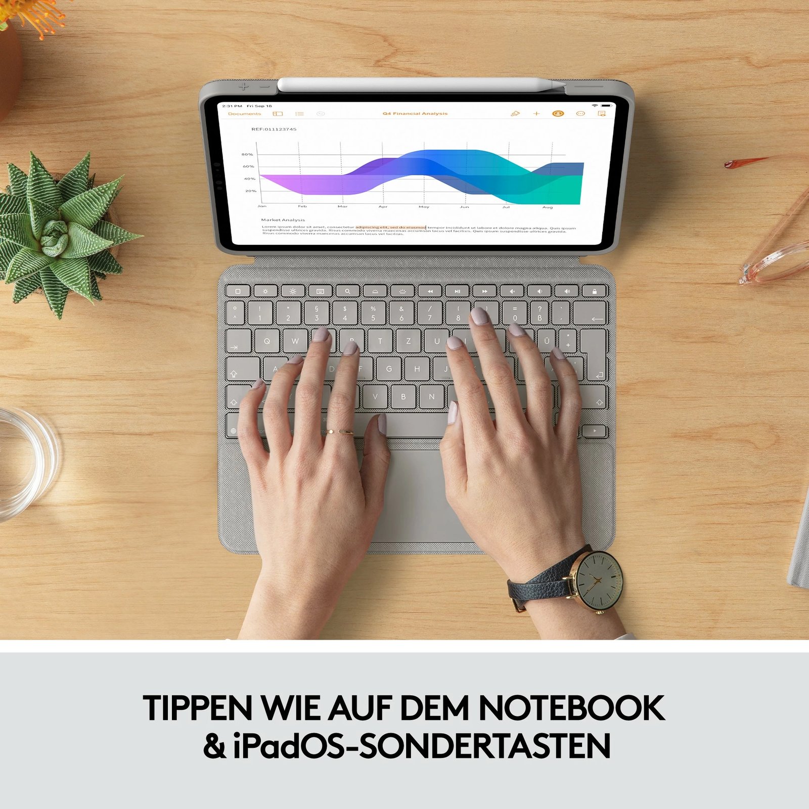 Mbështjellës tastierë Logitech Combo Touch për iPad Pro 11-inç, gri