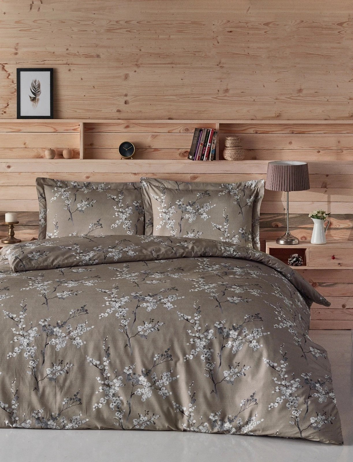 Set mbulesë jorgani Ranforce Single XXL, ngjyrë kafe dhe e bardhë, L'essentiel, Chicory