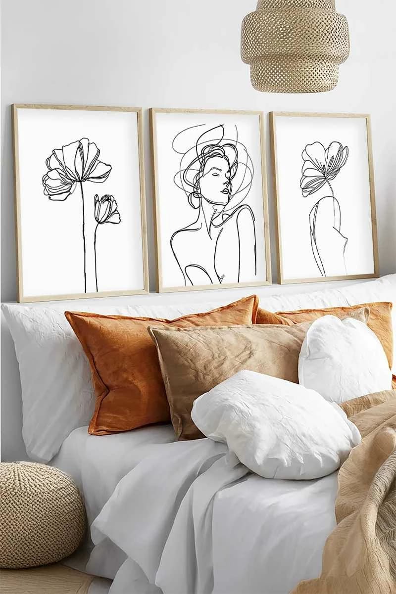 Pikturë dekorative me kornizë MDF (3 copë), Wallity, Huhu534, 50x35cm