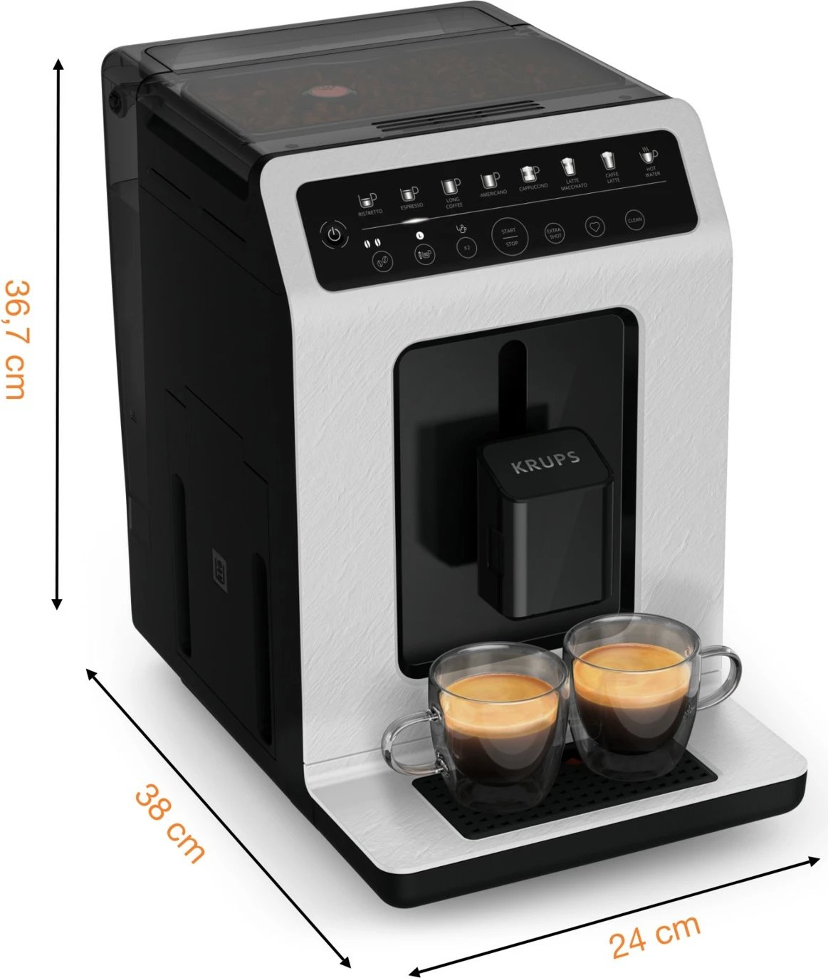 Aparat kafeje Krups Evidence ECO-Design EA897A, 2.3L, mulli i integrum, 1450W, zi/gri