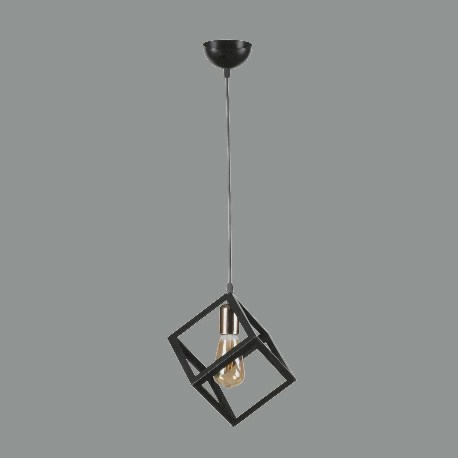 Llambë varëse Opviq, metal i zi, bakër, Kare Tekli, 26x65cm Llambë varëse Opviq, metal i zi, bakër, Kare Tekli, 26x65cm