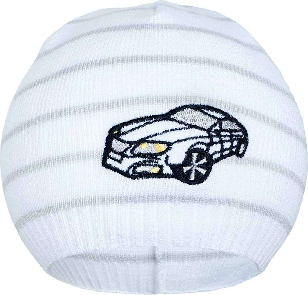 Kapelë pranvere për bebe, New Baby, madhësi 86/92, pambuk 100%, rreth 42-46 cm, bardh e gri e hapët