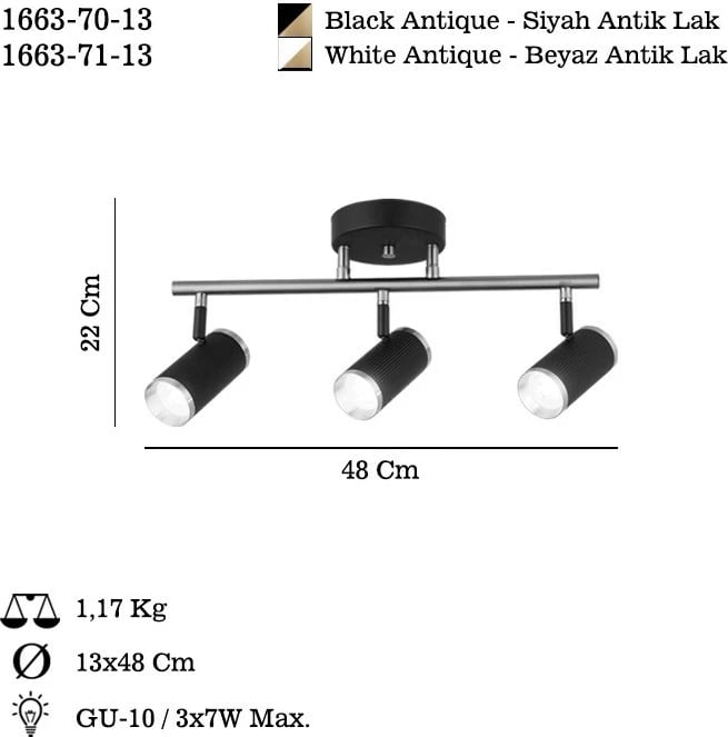 Llambë tavani Opviq, Lume - 71-13, ngjyrë e bardhë, llak antik