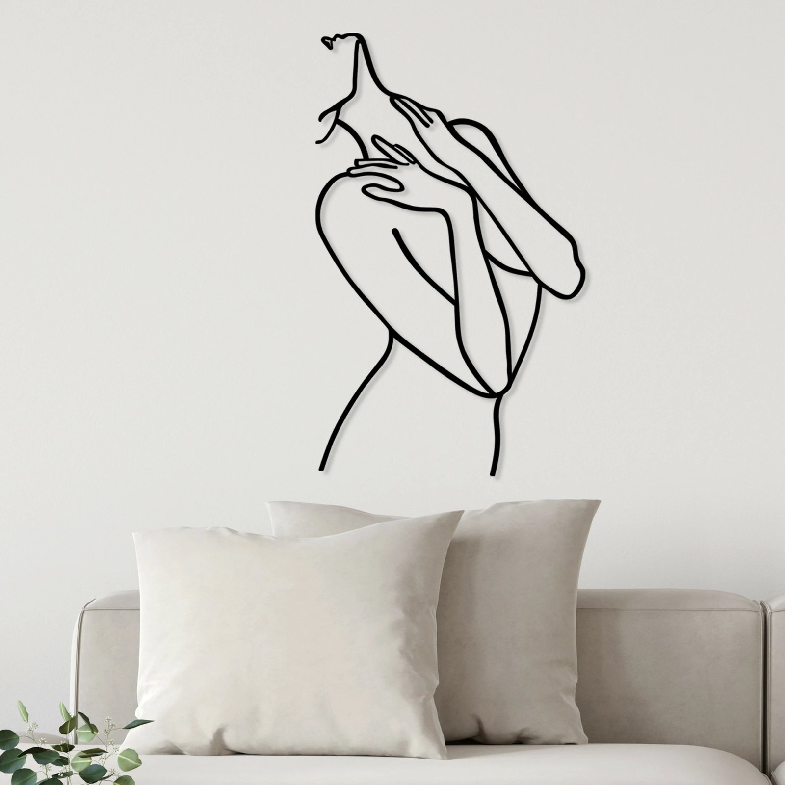 Aksesor dekorativ metalik për mur, linja gruaje, Wallity