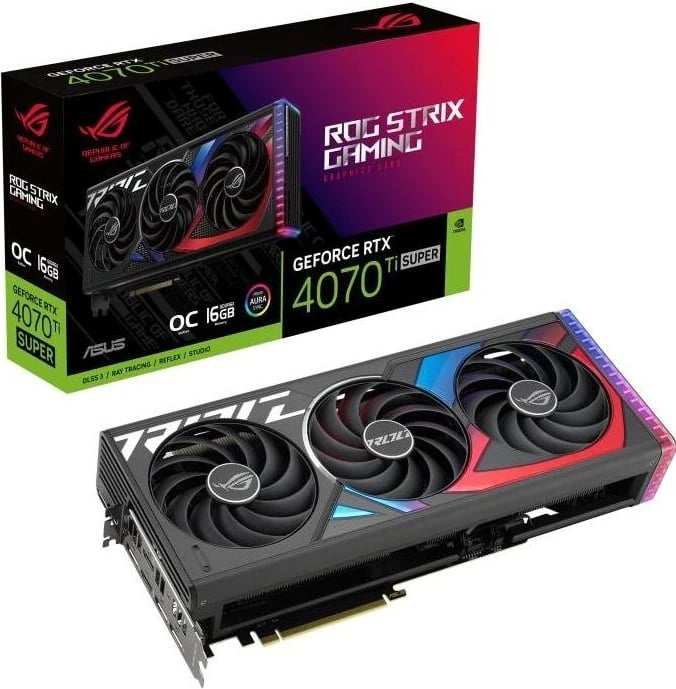 Kartë grafike ASUS GeForce RTX 4070 Ti SUPER ROG STRIX Gaming OC, 16GB DLSS 3 Kartë grafike ASUS GeForce RTX 4070 Ti SUPER ROG STRIX Gaming OC, 16GB DLSS 3