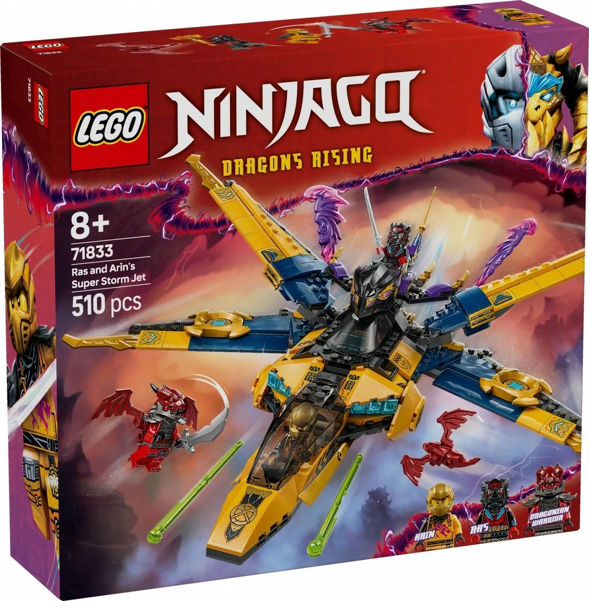 Set LEGO Ninjago 71833 Ras and Storm Superjet Arina, 510 pjesë
