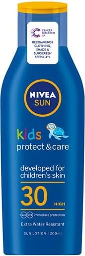 Losion mbrojtës ndaj diellit Nivea Sun Kids Protect & Care, 30 SPF, 200 ml