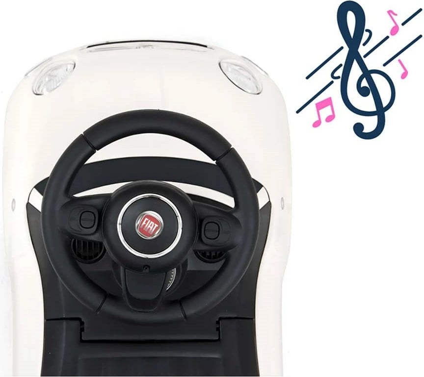 Makine lodër me shtytje (ride-on), Milly Mally, FIAT 500, sedile me mbështetëse dhe hapesire poshte, horn dhe melodi, per 12-36 muaj, blu