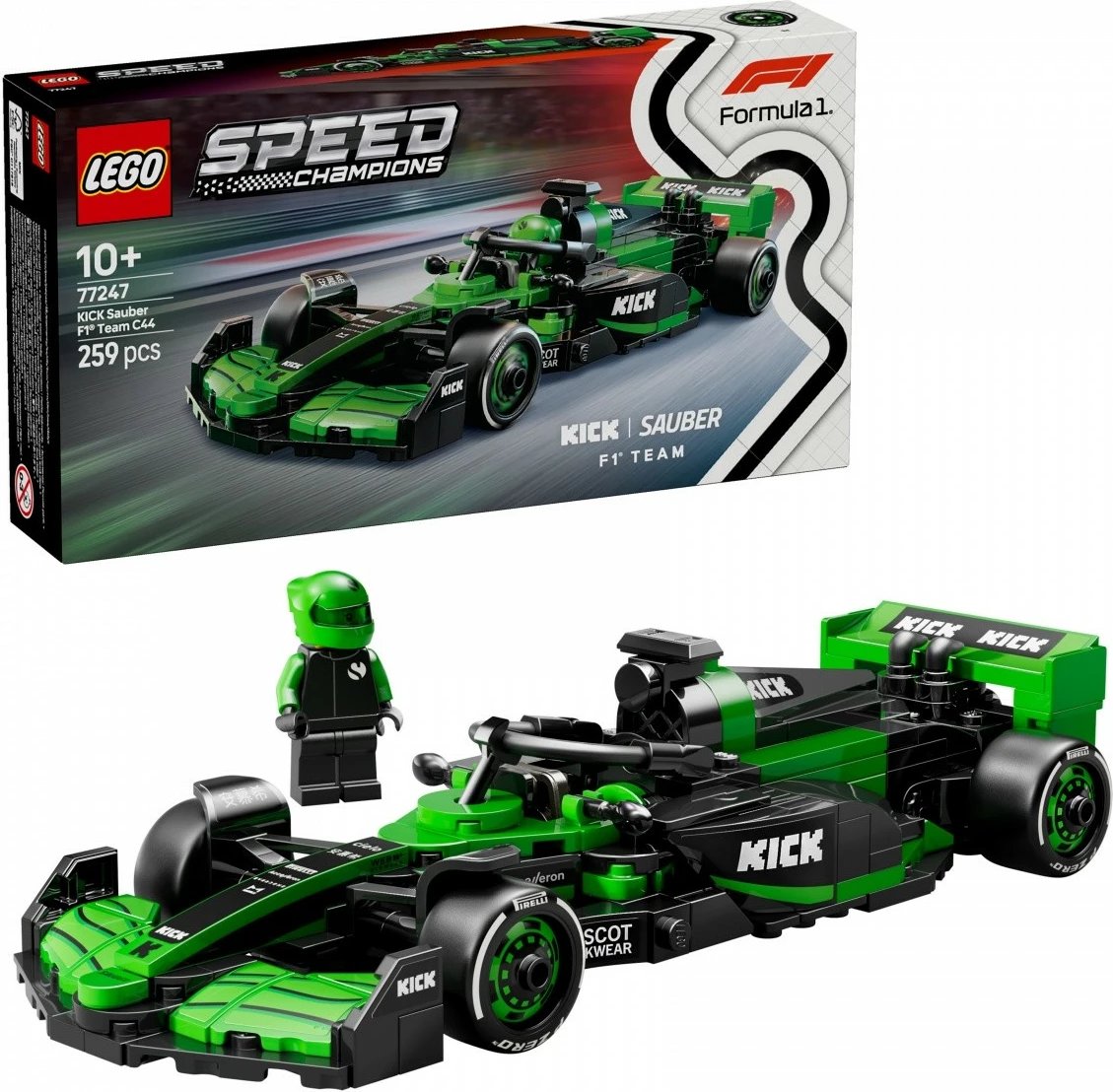 Set LEGO Speed Champions KICK Sauber F1 Team C44, 259 pjesë, Jeshile