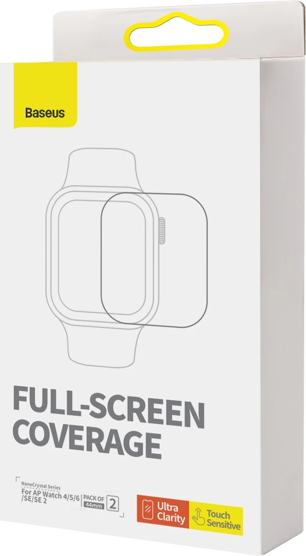 Set folje mbrojtëse Baseus NanoCrystal për Apple Watch 4/5/6/SE/SE 2, 44mm, Transparent, 2 copë