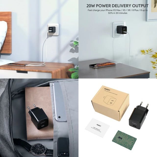Karikues muri AUKEY PA-Y20S, 20W, 1x USB-C, i bardhë