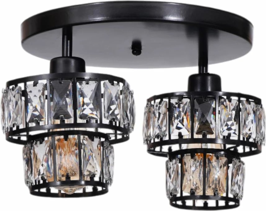 Llambadar Opviq, 9015-2, metal e xham, ngjyrë e zezë