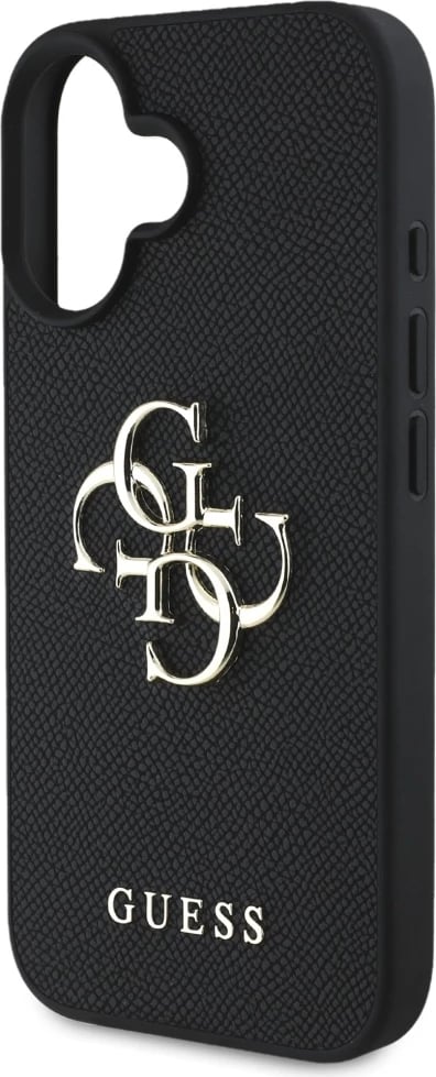 Mbështjellës Guess Grained Big 4G Logo Small Classic Logo për iPhone 16, e zezë Mbështjellës Guess Grained Big 4G Logo Small Classic Logo për iPhone 16, e zezë