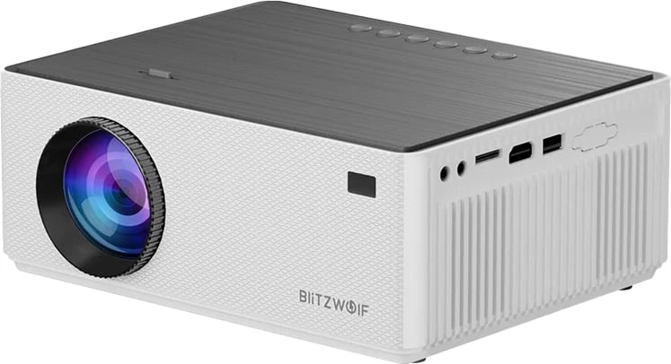 projektor BlitzWolf BW-V8 4K dekodim, Full HD 1080p, Android 11, Wi‑Fi 2.4G/5G, Bluetooth, i bardhë