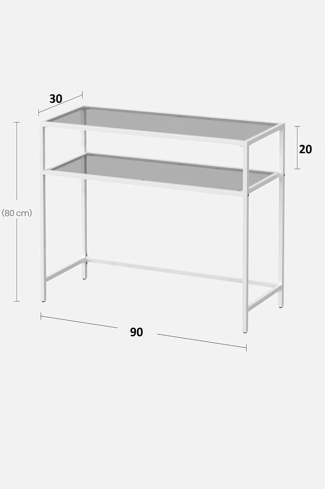 Komodë Skye Decor, e bardhë, xham i temperuar, 90x80x30cm