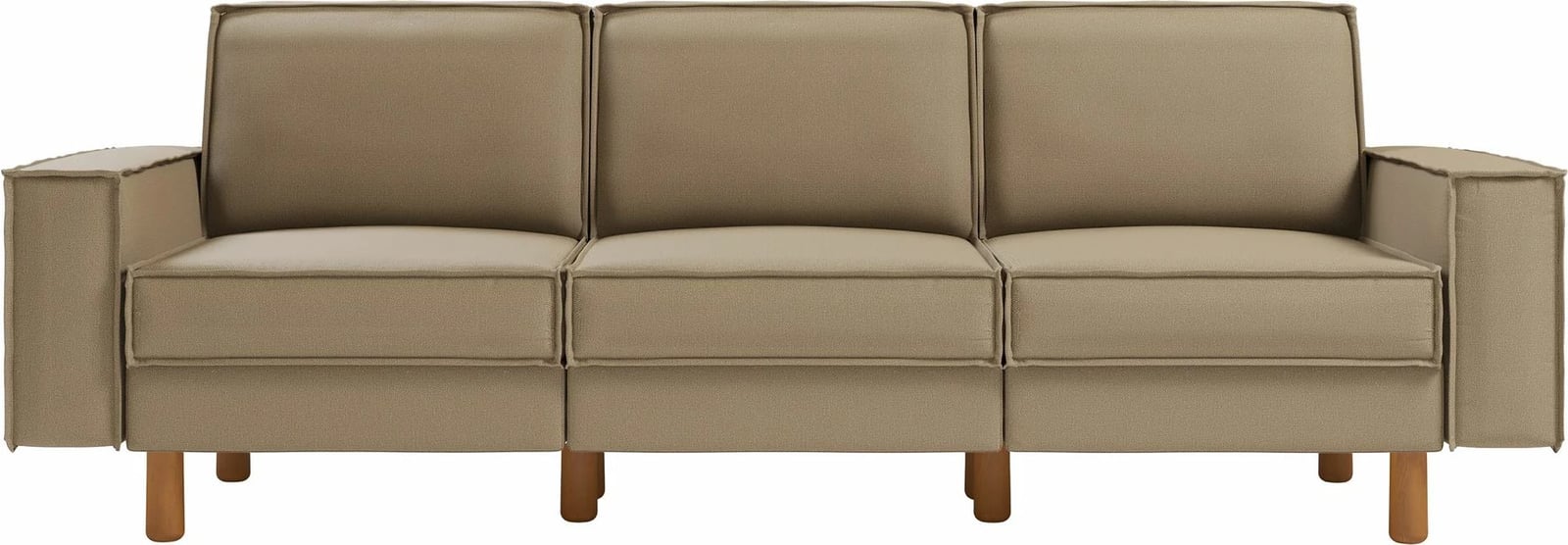 Divan treshe Atelier del Sofa, ngjyrë Beach, këmbë druri Walnut