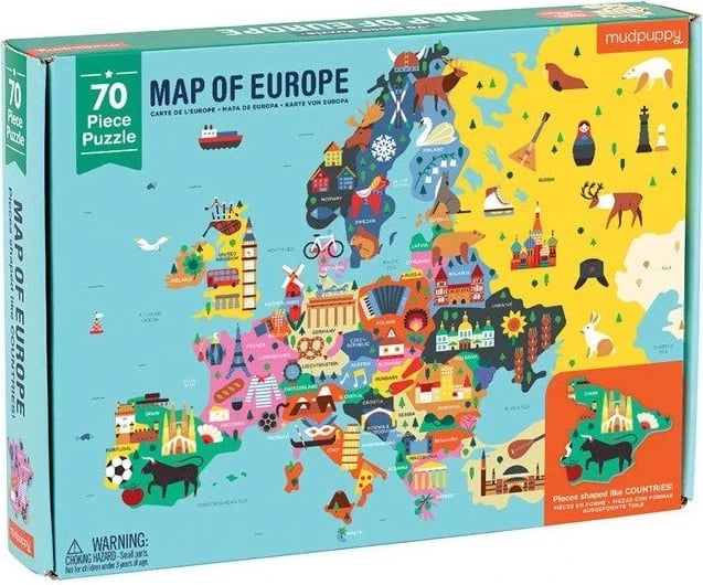 Puzzle Mudpuppy, Harta e Evropës, për moshën 5 vjeç e lart