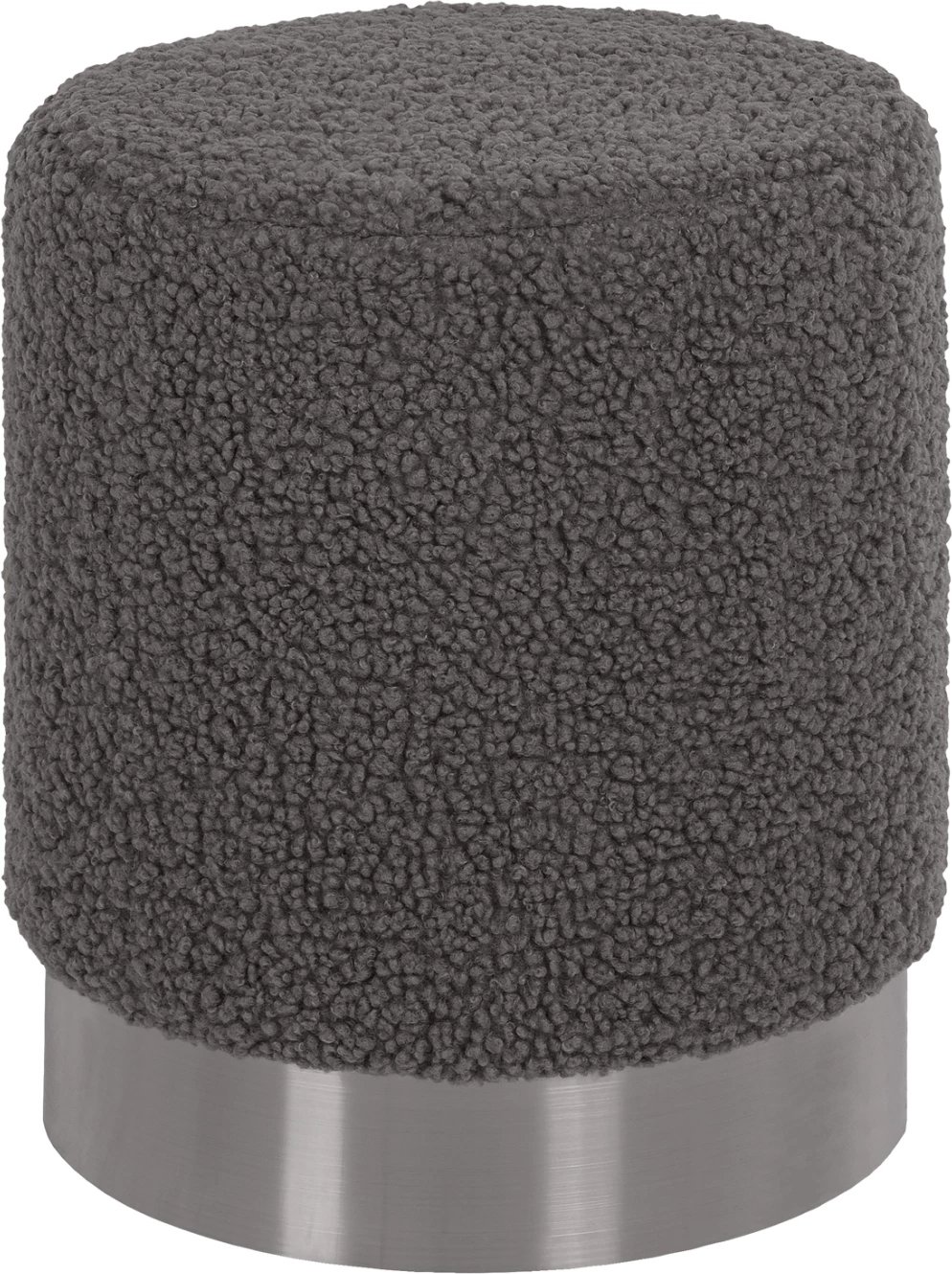 Karrige për bar LEVY FH8408.21, pëlhurë boucle, bazë argjendi, Φ35x42H cm