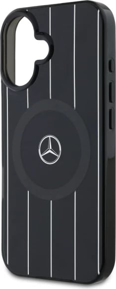 Mbështjellës Mercedes MB Double Layer Crossed Lines MagSafe për iPhone 16, zi
