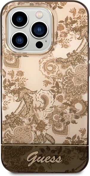 Mbështjellës Guess GUHCP14XHGPLHC për iPhone 14 Pro Max 6.7", Porcelain Collection, okër Mbështjellës Guess GUHCP14XHGPLHC për iPhone 14 Pro Max 6.7", Porcelain Collection, okër