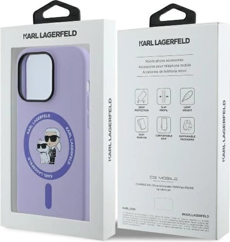 Mbështjellës Karl Lagerfeld Silicone KC Heads Ring MagSafe për iPhone 14 Pro Max, Vjollcë