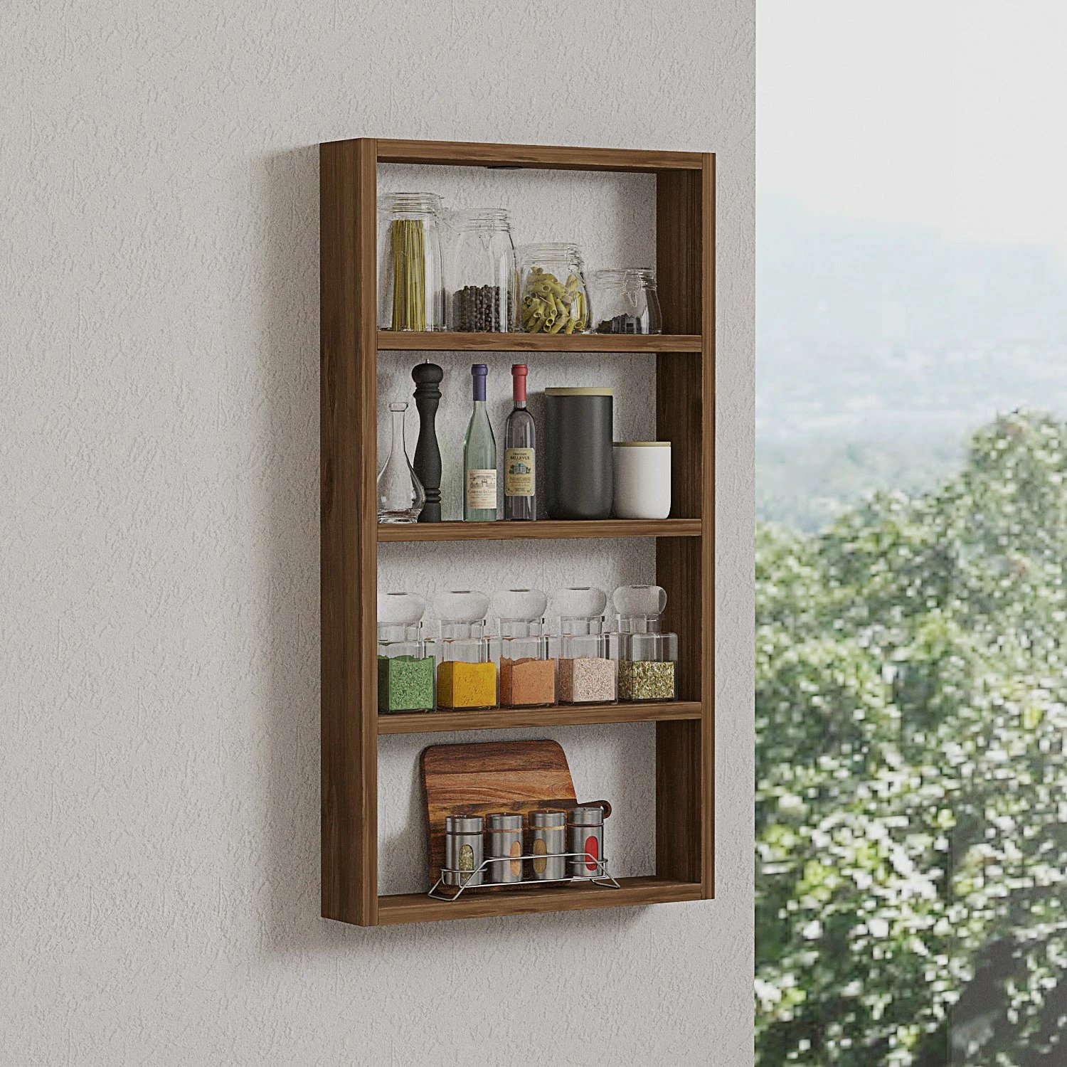 Raft muri Skye Decor, Quatro, ngjyrë arre