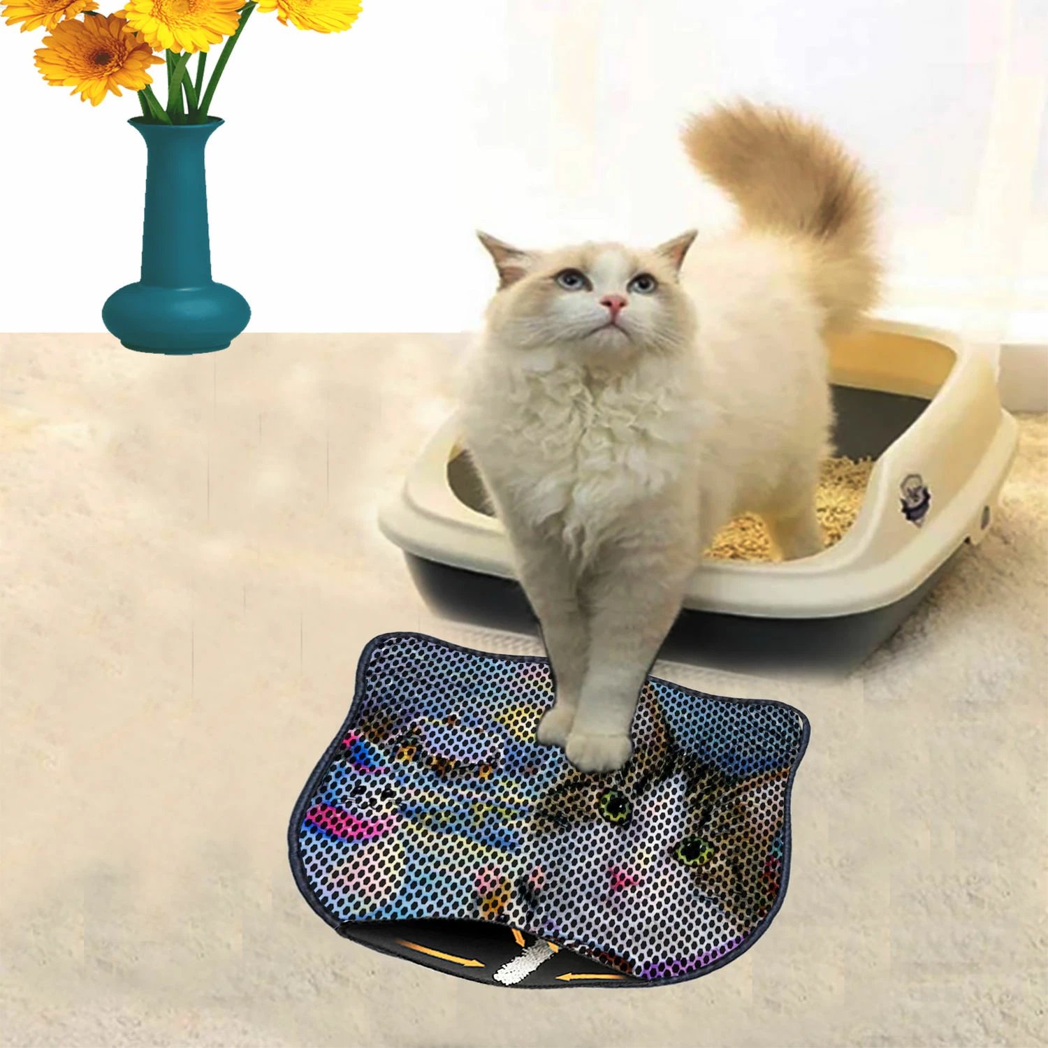 Tapet për rërë mace, shumëngjyrësh, Paws & Whiskers, Kdkafa0173, 40x50cm