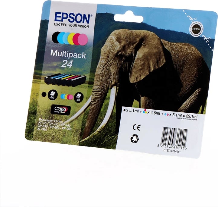 Kartusha boje, Epson 24 C13T24284011, 6 ngjyra, rendiment 360 faqe, multipack, Black/Cyan/Magenta/Yellow/Photo Cyan/Photo Magenta