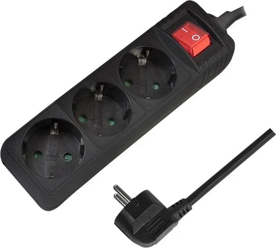 Kabllo vazhduese LogiLink, 3 priza, 1.4 m, e zezë
