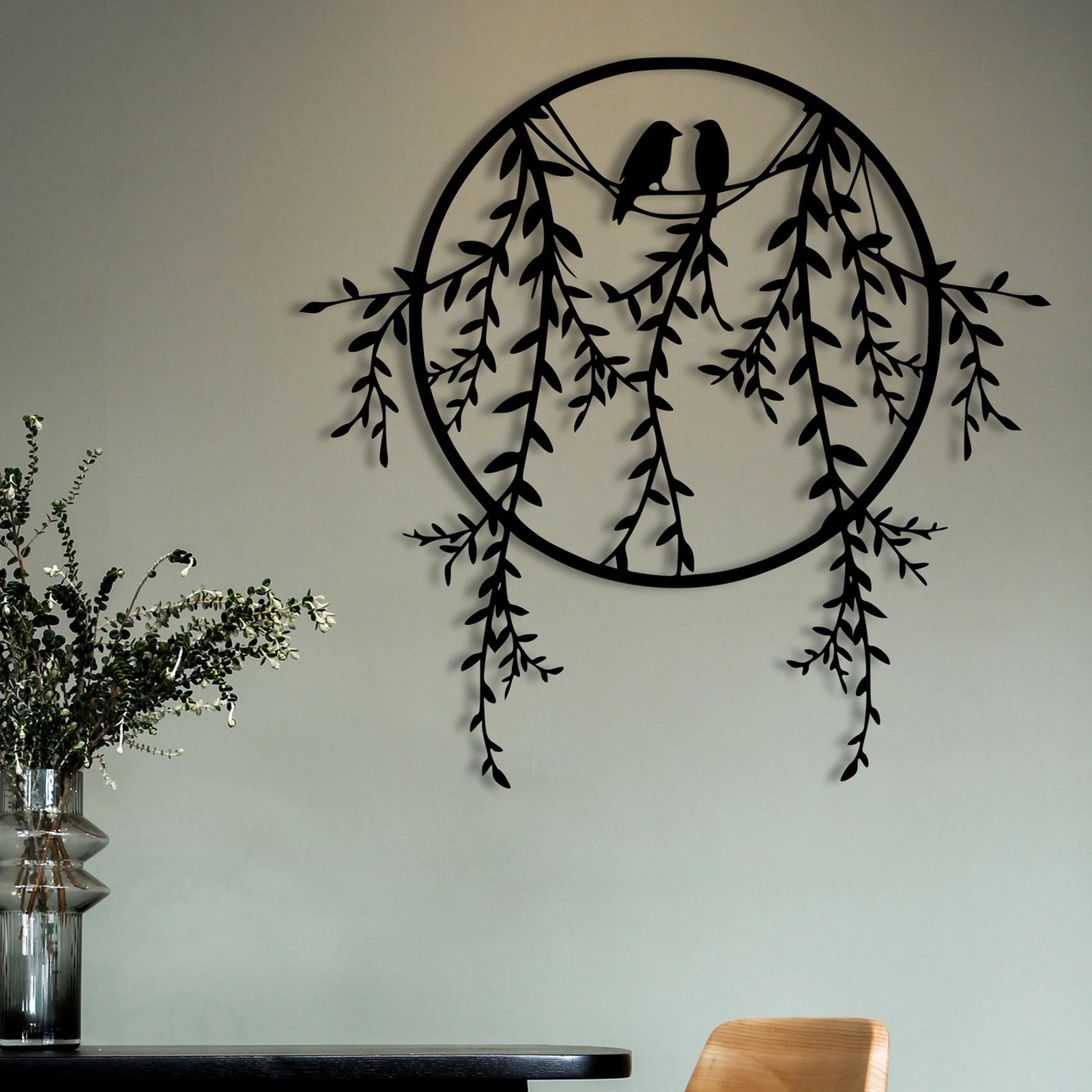 Aksesor dekorativ metalik për mur, Wallity Sirayet, ngjyrë e zezë, 45x44cm