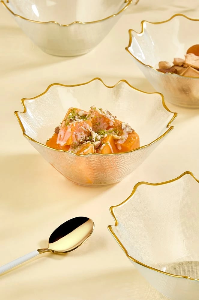 Set tasash qelqi, 6 copë, Hermia Bloom, transparent, buzë ari Set tasash qelqi, 6 copë, Hermia Bloom, transparent, buzë ari