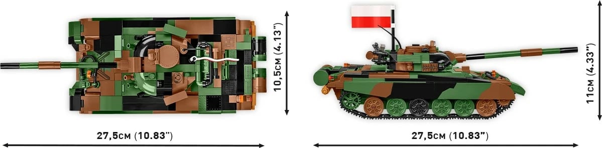 Set lodrash ndërtimi Cobi Klocki T-72M1R, 724 pjesë, me 2 figurina, Kamuflazh