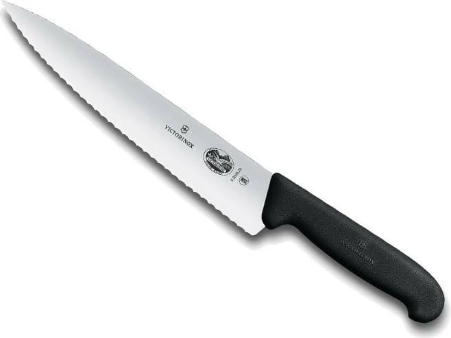 Thikë gdhendëse Victorinox e valëzuar, e zezë