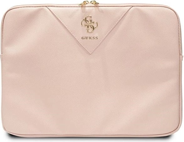 Mbështjellës laptopi Guess ZIP Leather Triangle, 14 inç, Rozë