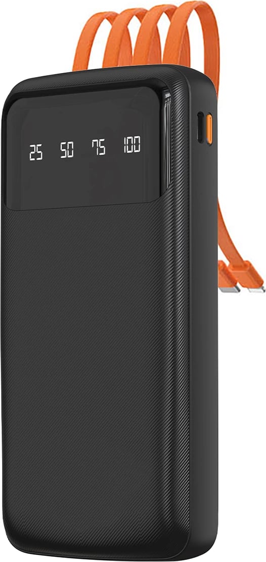 Powerbank Dudao K6Pro 10000 mAh, 5 porta dalje, kabllo të integruara USB-C/micro USB/Lightning, 15 W 3 A, e zezë
