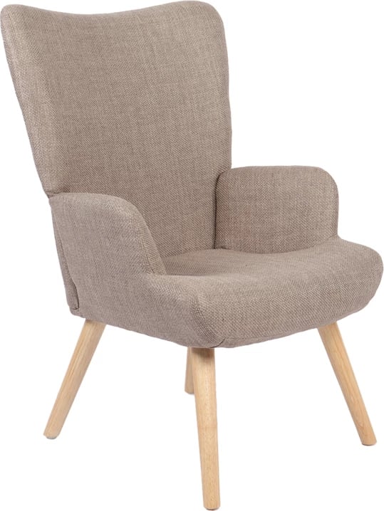 Fotel Gerlina, material gri-bezhë, këmbë ngjyrë natyrale, 71x64x94cm