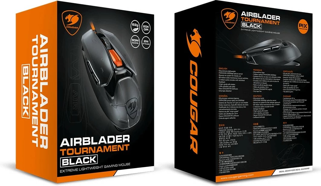 Maus gaming Cougar AirBlader Tournament, 20000 DPI, 6 butona, i zi