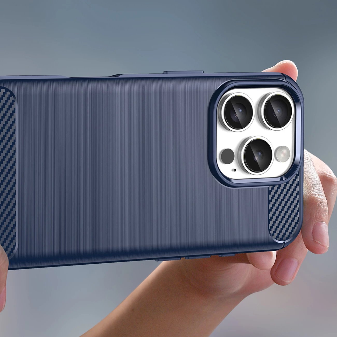 Mbështjellës Hurtel Carbon Case për iPhone 16 Pro Max, TPU, Blu