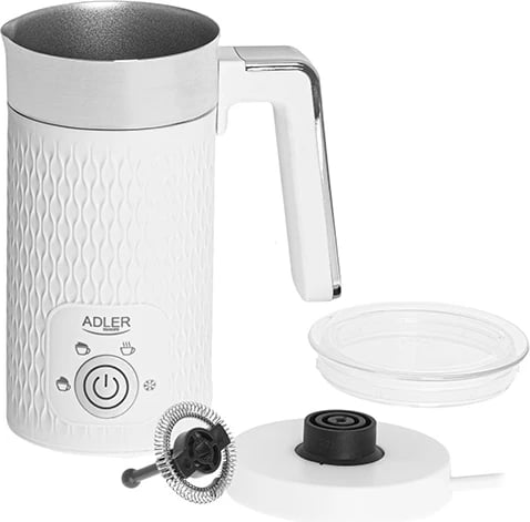 Shkumues qumështi Adler AD 4494 500W 300 ml 4 funksione ngrohje dhe shkumëzim, i bardhë