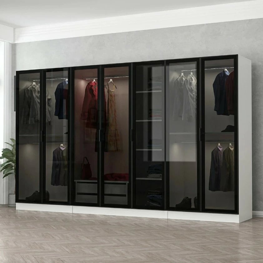 Dollap modern për dhomë gjumi, ngjyrë e bardhë dhe e zezë, Skye Decor, 6639