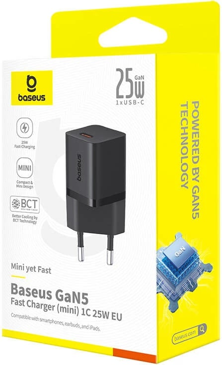 Karikues i shpejtë Baseus GaN5 mini 1C, 25W, i zi