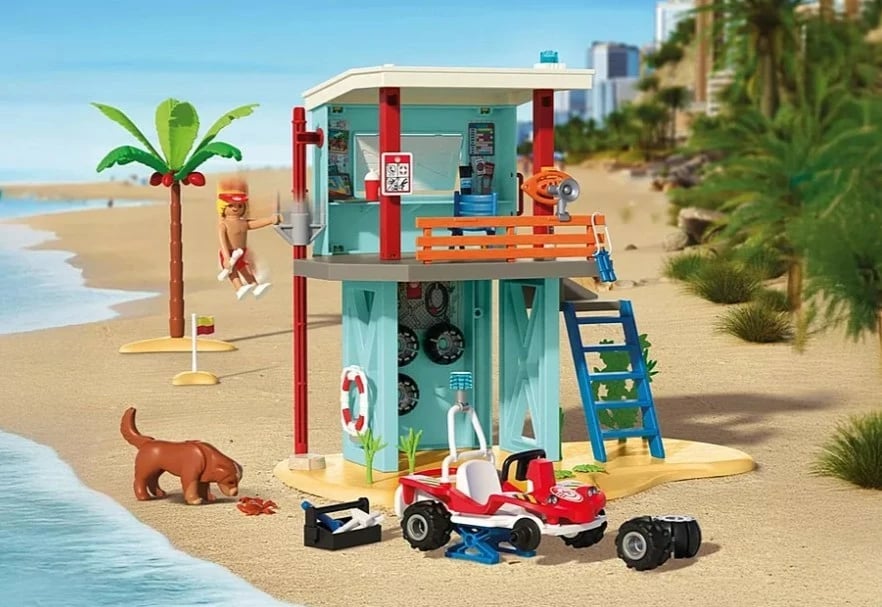 Set lodrash Playmobil My Life 71903, Kulla e shpëtimit dhe Buggy plazhi, 125 pjesë