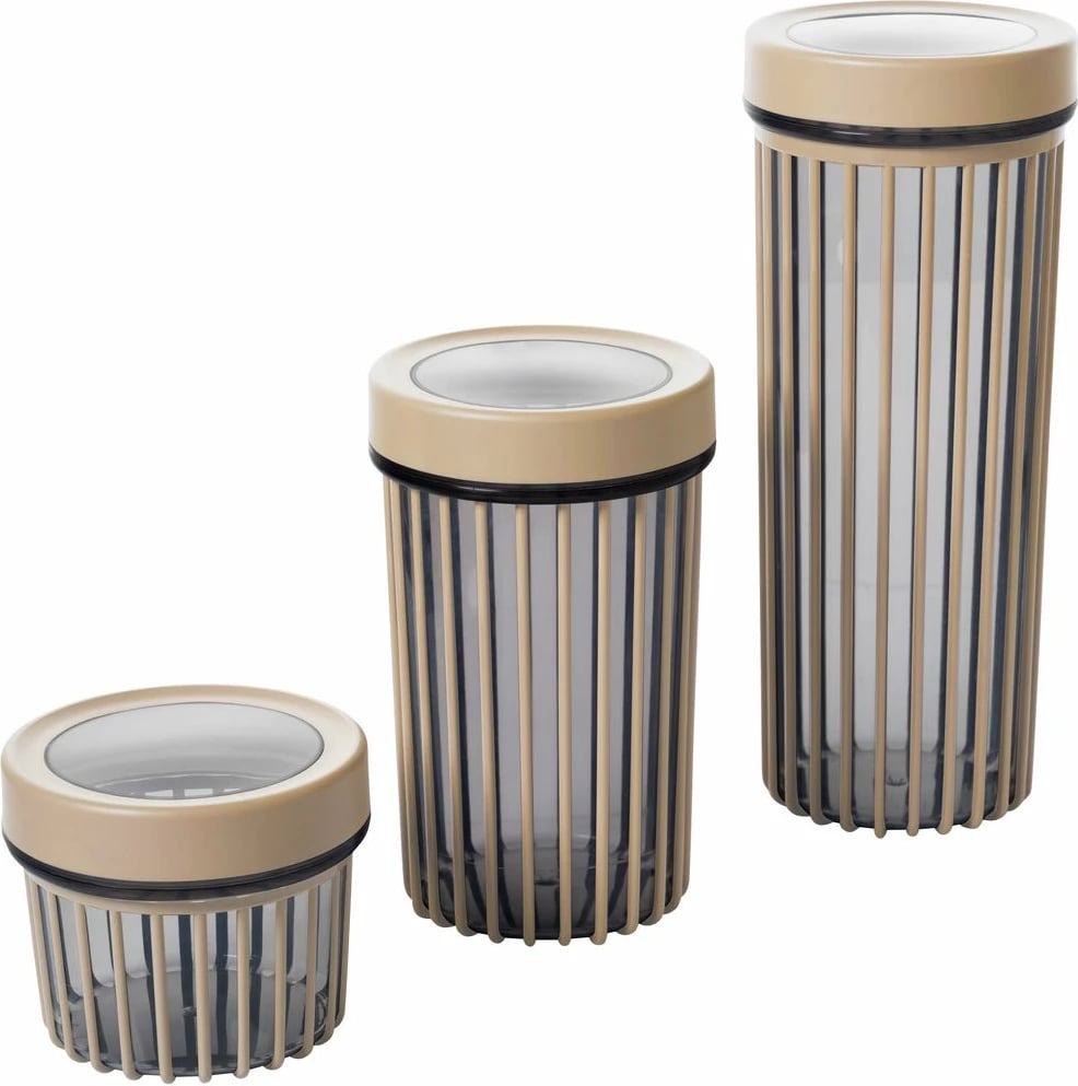 Set kuti plastike për ruajtje (6 copë), Hermia, Lınea6Lıkrsk, ngjyrë krem
