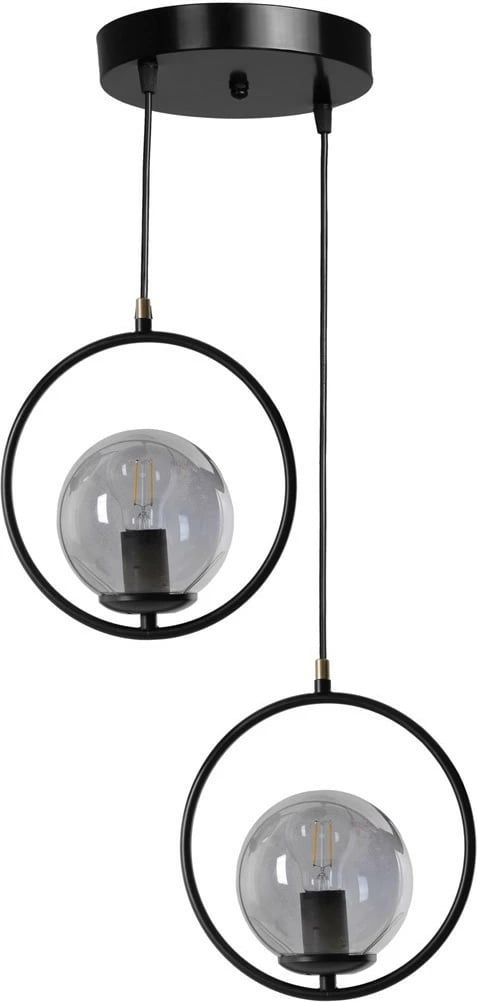 Llambë tavani Opviq, model Ring 2, metal i zi, xham i tymosur