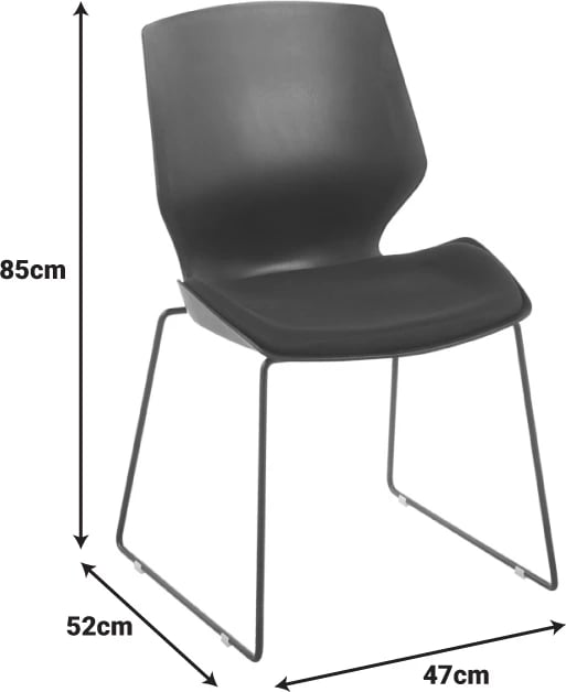 Karrige vizitorësh, minimaliste, e zezë, me jastëk, 47x52x85cm